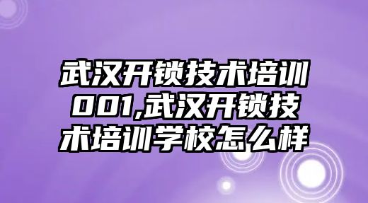 武漢開鎖技術培訓001,武漢開鎖技術培訓學校怎么樣